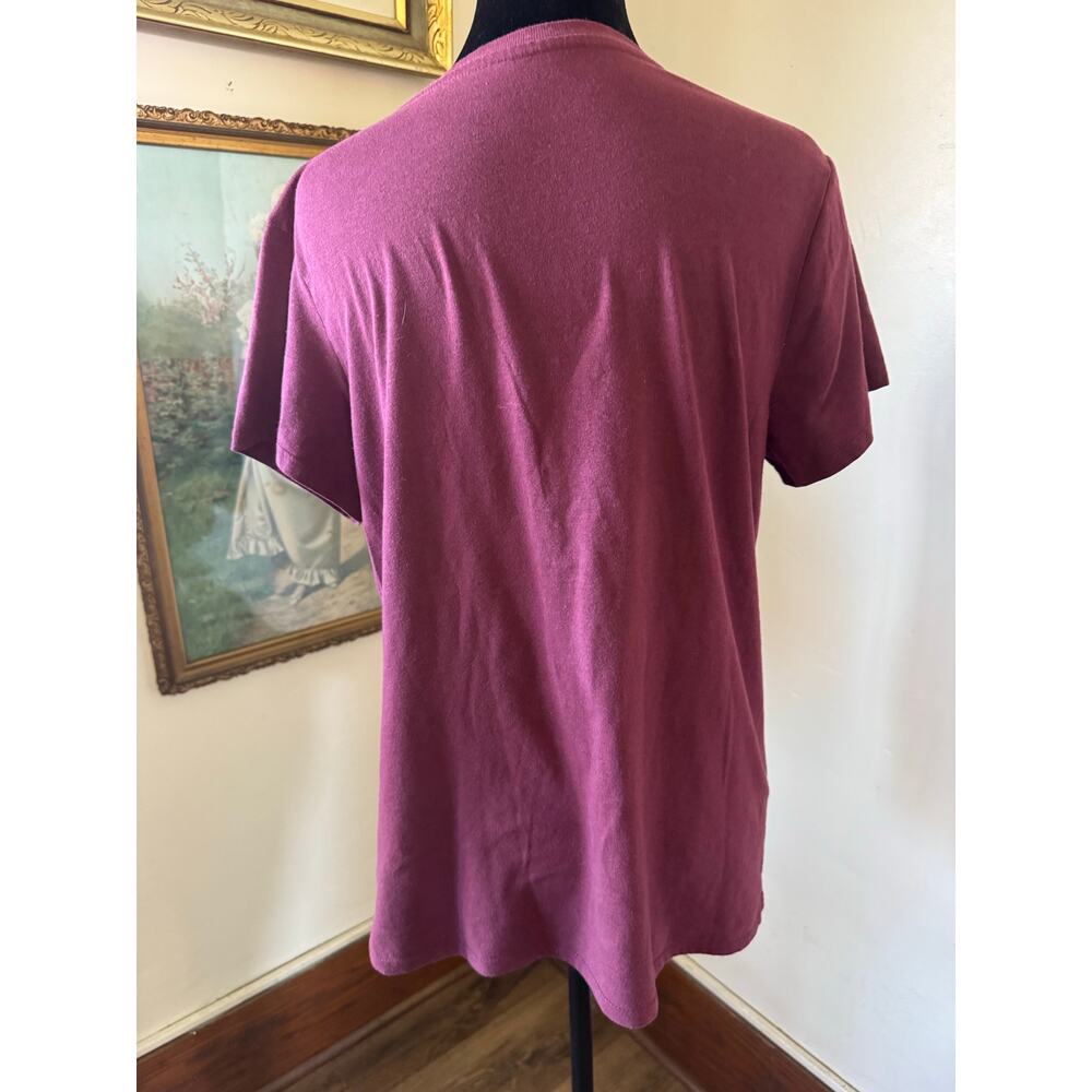 Disney Minnie Mouse Leopard Bow Graphic Tee Burgundy Size S - Picture 2 of 7